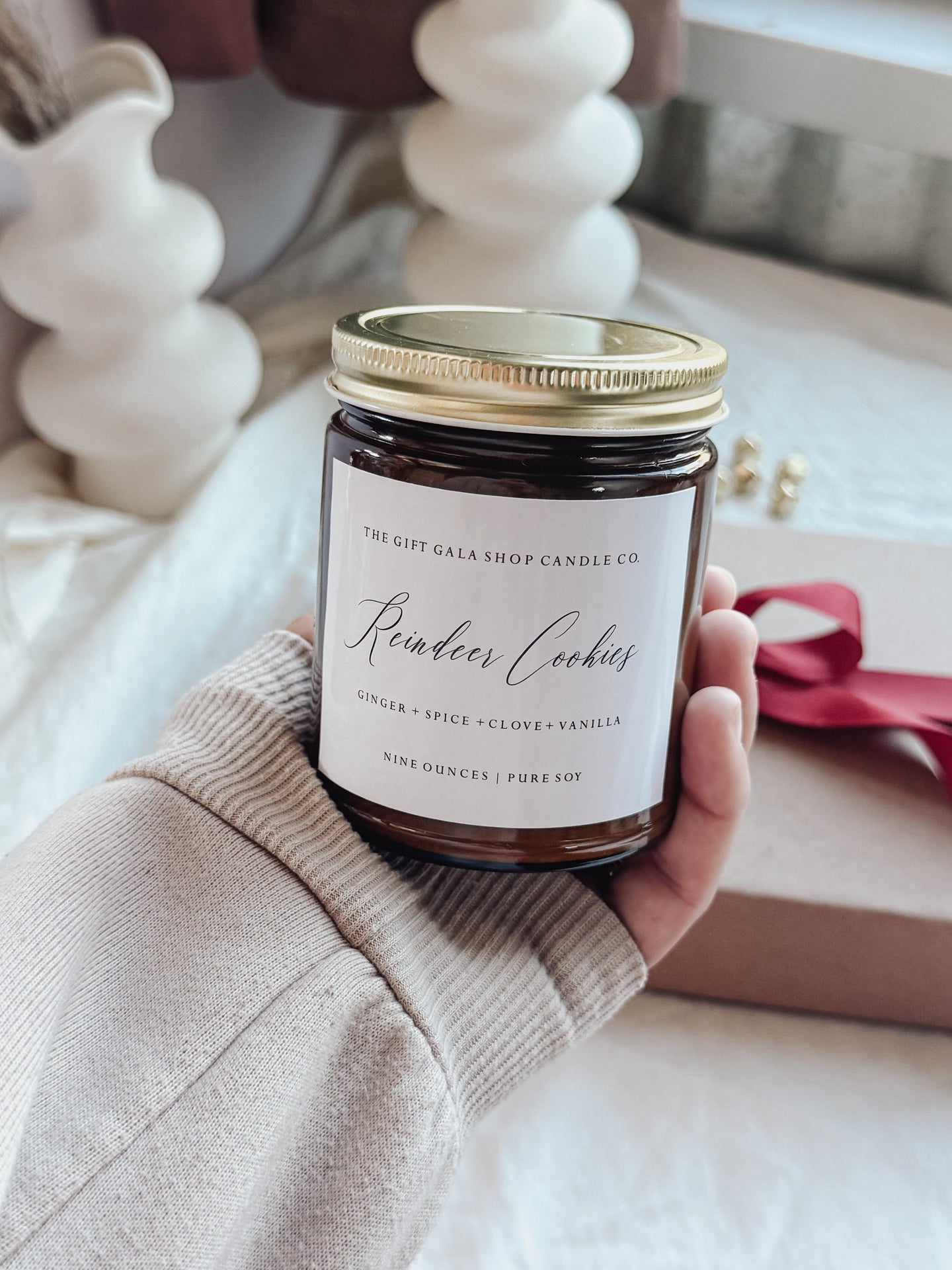 Reindeer Cookies Christmas Candle | Gingerbread Cookie Soy Candle | Non-Toxic Holiday Candle Gift The Gift Gala Shop Candle Co.
